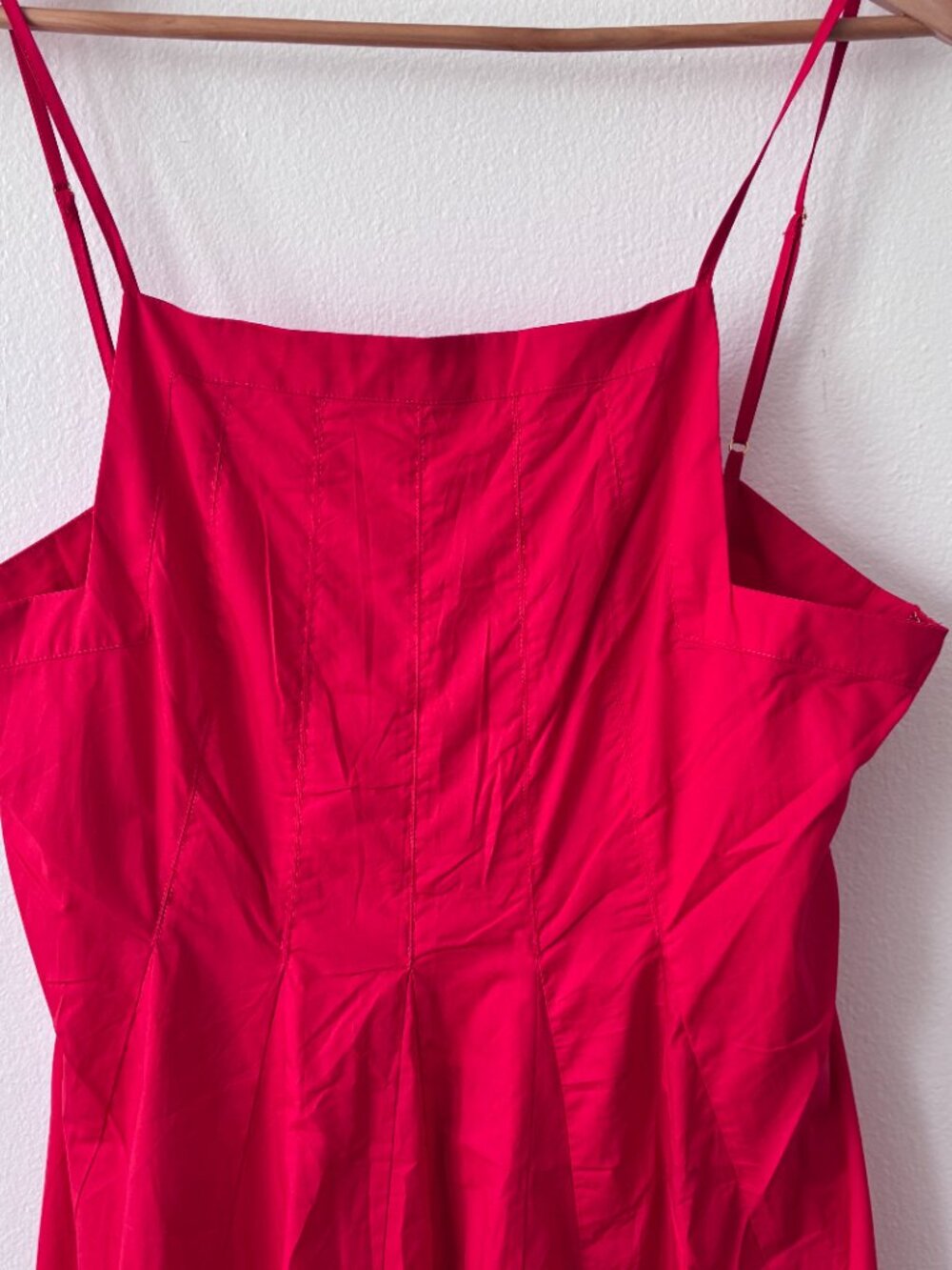 Bird & Knoll Munroe Godet-Skirt Cotton Poplin Maxi Dress in Red - Picture 5 of 11